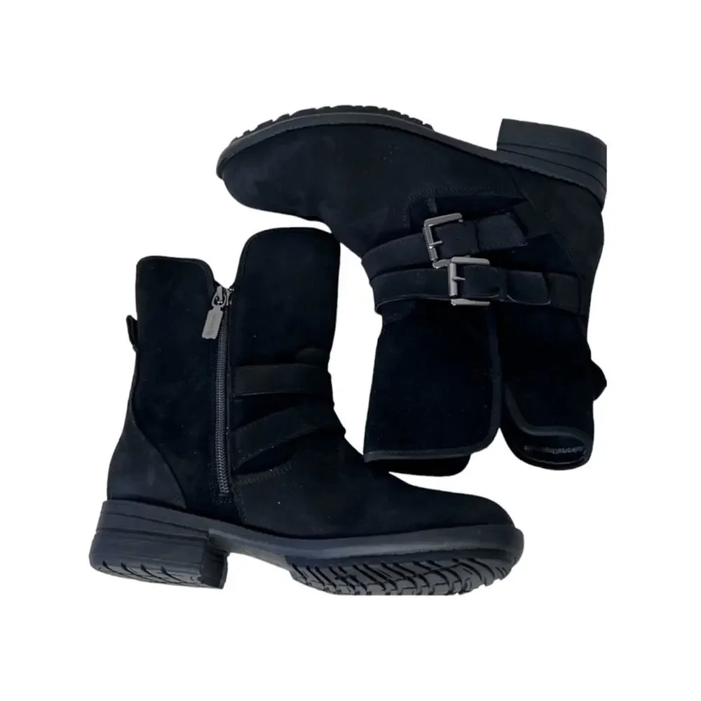 Blondo Tula Black Leather Waterproof Moto Boots Women Size 6